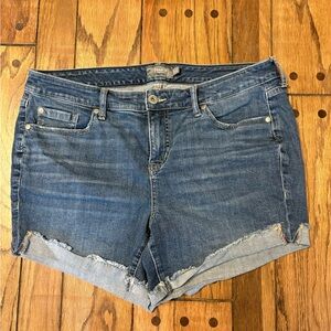 Torrid Mid-Rise Medium Wash Rolled Hem Jean Shorts Size 16 J5
